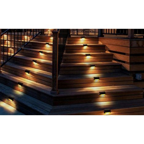 Lot de 12 lampes solaires de terrasse, blanc chaud, marron (1/5)