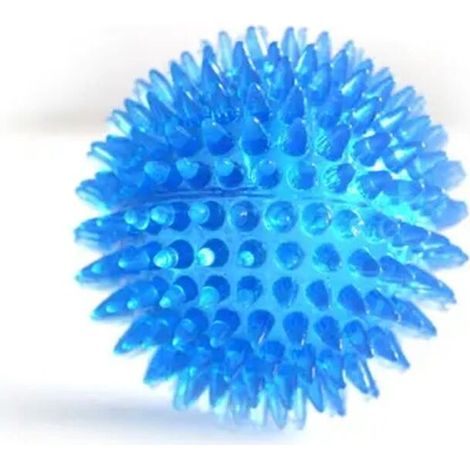 Hundespielzeug, Katzenspielzeug, Welpenspielzeug, Quietschball mit Polka-Motiv, Zahnreinigungsball, TPR-Zahntrainingsspielzeug, Kauspielzeug mit Dornen, Zubehör, Blau, L-11CM (1/5)