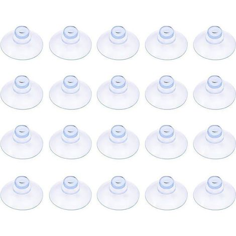 Lot de 20 ventouses transparentes, 20 mm, en plastique lisse, forte adhérence, pour la décoration et les loisirs créatifs. (1/5)