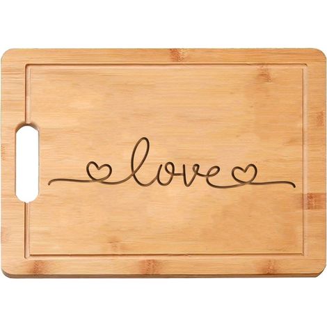 Planche à découper en bambou gravée "LOVE" – Cadeau romantique Saint-Valentin (1/5)