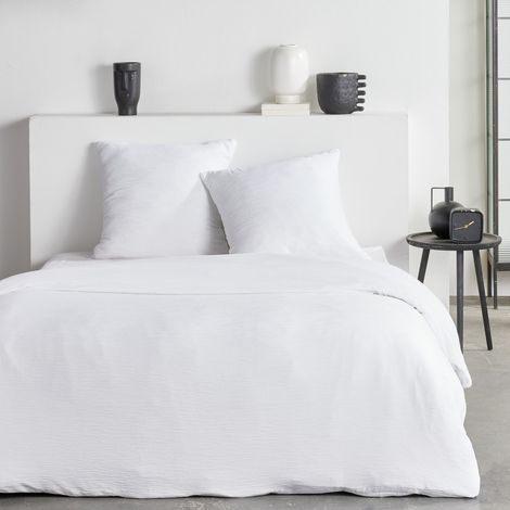 Parure de lit - TODAY - Essential - 2 personnes - 220 x 240 cm - Effet crépon blanc (1/2)