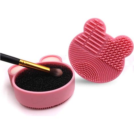 Tampon de nettoyage et brosse de maquillage en silicone 2 en 1,