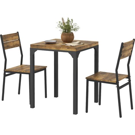 Ensemble table à manger avec 2 chaises encastrables, pour cuisine salon maison, rustique (1/5)