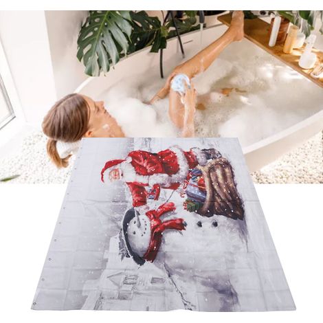Rideau de douche de Noël, rideau de salle de bain épais en polyester imperméable imprimé numériquement, rideau de séparation, rideau de douche (1/5)