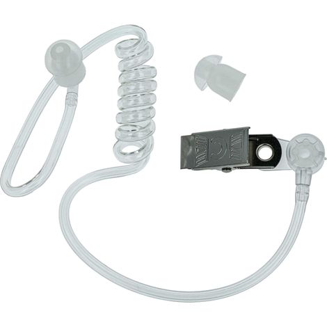 vhbw Bodyguard Headset Tube Earpiece compatible with Motorola MDPMLN4519, NNTN8294 Headset, Two Way Radio - With Clip, transparent / white