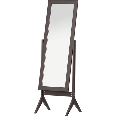 Homcom – Miroir sur pied 47x46x148cm – MDF et verre – 2 angles ajustables – Design café pour salon ou chambre