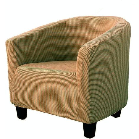 Housse de Fauteuil Chesterfield Jacquard Couleur Unie 1 Place Extensible Kaki (1/4)