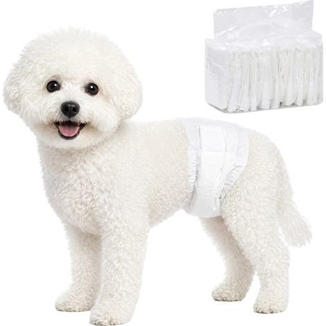Pañales para perros, superabsorbentes, a prueba de fugas, blancos, 62 x 20 cm (1/2)