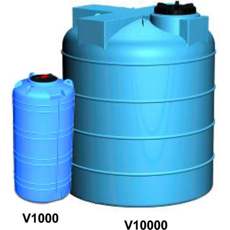 Serbatoio verticale da esterno per acque e liquidi alimentari in polietilene lldpe con attacchi filettati e tappo Ø 300 mm rototec v500
