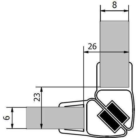 Joint magnétique (2 pcs.) longueur 2000 mm pour verre 6 mm et 8 mm, coin