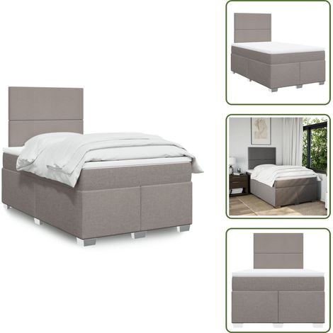vidaXL Sommier à lattes de lit avec matelas taupe 120x190 cm tissu