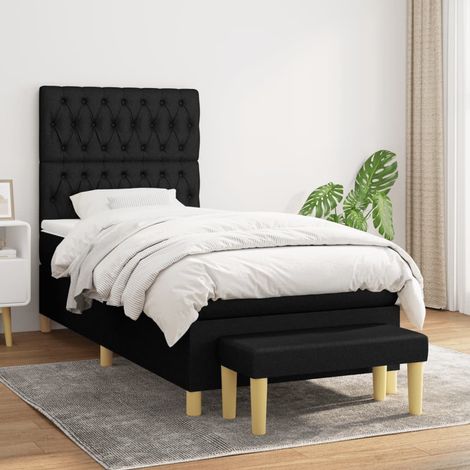 Cama box spring con colchón tela negro 100x200 cm vidaXL (1/5)