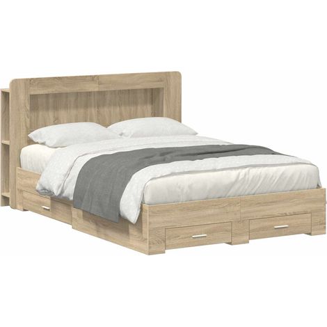 Estructura de cama con almacenamiento Roble  150 x 200 cm