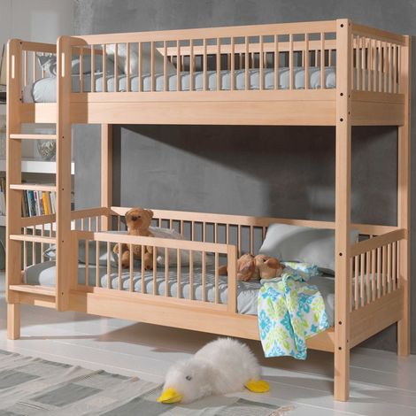 Lit superposé Forrest 90x200cm avec barrière de lit - bois de