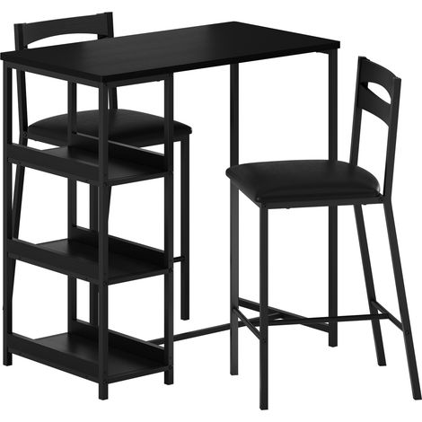 Set de table de bar et tabourets 3 pièces, Table haute rectangulaire gain de place, cadre métal robuste, Table : 91,5 cm, Noir (1/5)