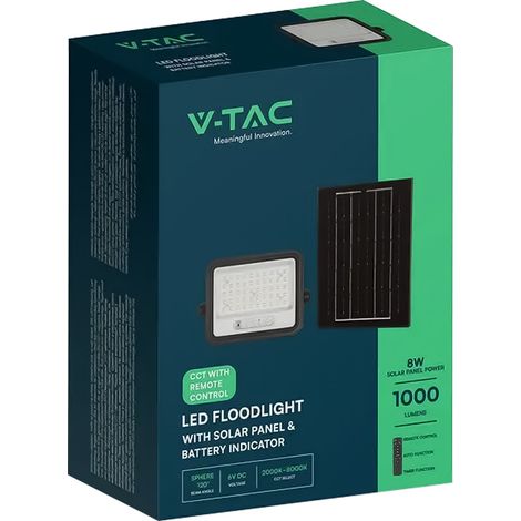 PROIETTORE A LED 'CCT' CON PANNELLO SOLARE 100W / 1000 lumen - VTAC