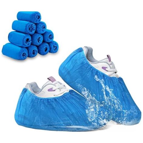 HOXILEELEO - Lot de 100 couvre-chaussures antidérapants non tissés, résistants aux taches, imperméables et respirants, pour le nettoyage médical, en atelier, sur pelouse, sur les chantiers et à domici (1/5)