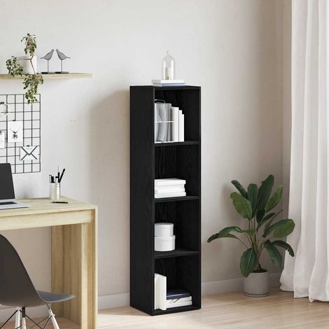 vidaXL Book Cabinet 4-Tier 36 x 30 x 143 cm Engineered Wood Black Oak (1/5)