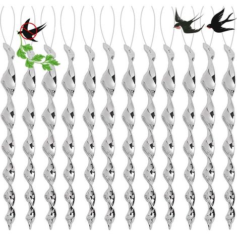 Répulsif Oiseaux,12 Pcs Effaroucheur Oiseaux,Répulsifs Oiseaux Reflechissants,30 cm Barre Oiseaux,360 Degrés Repulsif Oiseaux,pour Potager,Balcon, Arbres Fruitiers