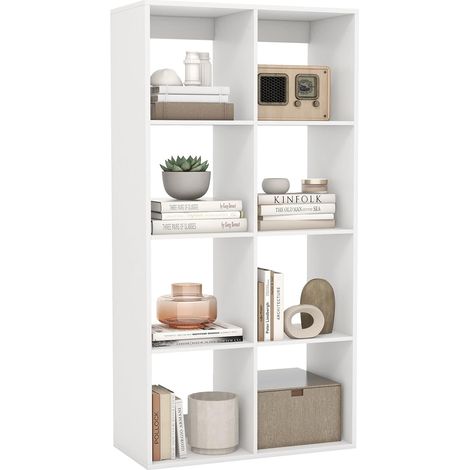 COSTWAY Étagère à 8 Cubes, Bibliothèque Moderne avec Barrière Arrière et Kits Anti-basculement, Organiseur Ouvert Indépendant à 5 Niveaux avec Étagères pour Salon, Chambre, Bureau (1/5)