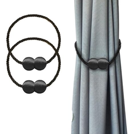 Confezione da 2 fermatende magnetici neri da 48 cm con clip di fissaggio (1/5)