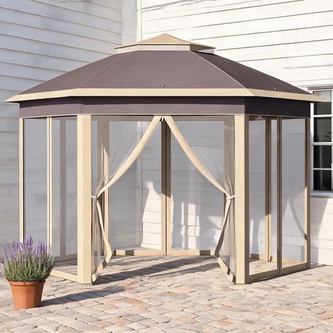 Store banne beige en métal Tela Oxford 405 x 340 x 285 cm (1/5)