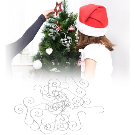 60 Stück Mini-Mehrzweck-Metallhaken in S-Form, Weihnachtsbaumhalterung, Dekoration (Silber) (1/5)