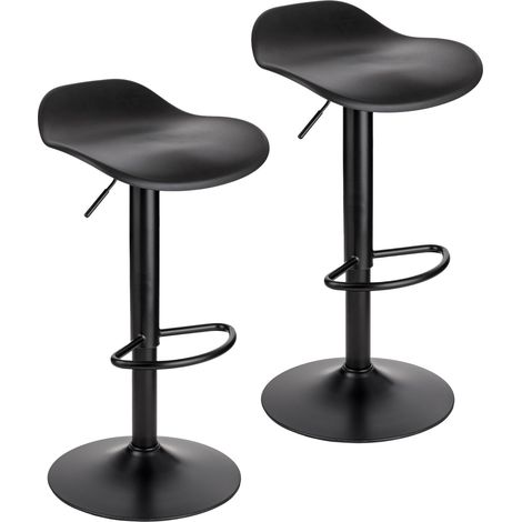 Baroni Home Set 2 Sgabelli Girevoli con Altezza Regolabile, Fondo Antigraffio e Poggia Piedi, Per Cucina, Ristorante e Bar, Leggero e Montaggio Facile, 40x40x64-86 cm, Nero (1/5)