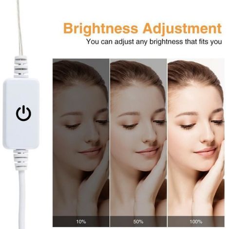 Lampe LED - Miroir de vanité - Réglable en intensité - Température de couleur 3000-6500 K - 10 unités - Câble 360 cm (1/4)
