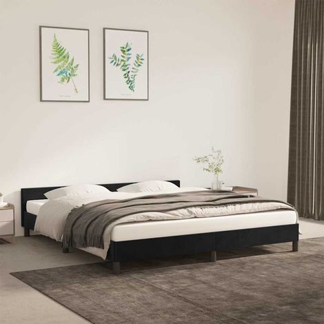 Cadre de lit sans matelas noir 160x200 cm velours (1/5)