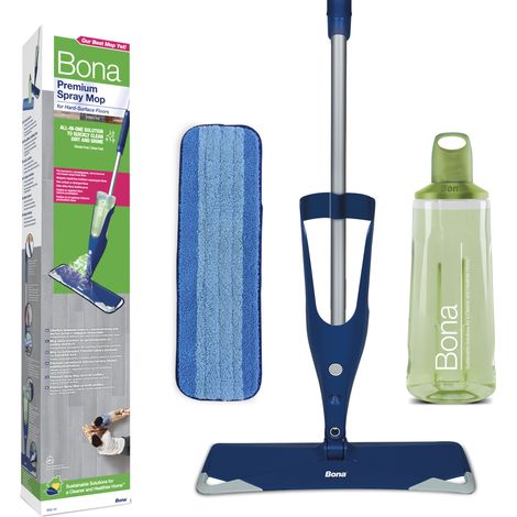 Balai spray nettoyeur de sol – 2 pads microfibre – Élimine 99,9 % des bactéries – Base rotative 360º – Cartouche nettoyant 0,85 L – Bona
