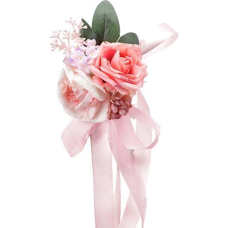 Künstliche Rosen für Stuhllehnen, florale Rosen für Hochzeitsstühle mit Blättern und Bändern (Z) (1/5)