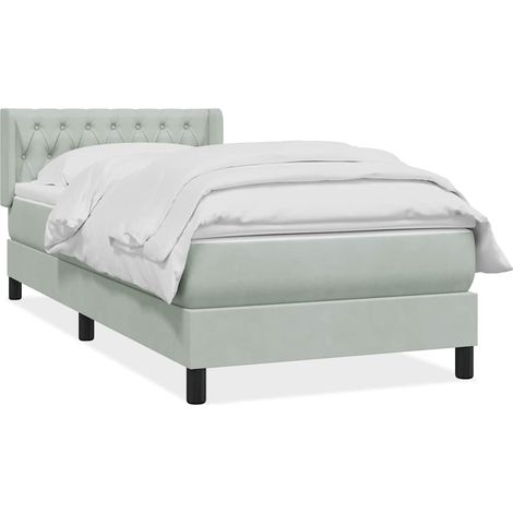 Maison Exclusive - Sommier à lattes de lit et matelas gris clair 90x210 cm velours (1/5)