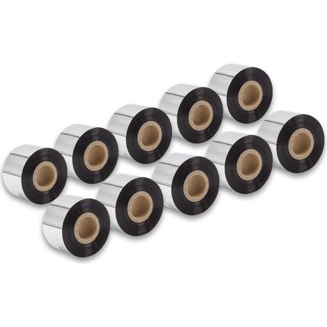 vhbw 10x Thermal Ribbon compatible with Zebra PAX-Serie, 105SL, 105SE, S400 Label Printer, 40 mm x 300 m, Wax-Plus, Black