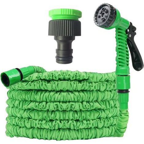 Ausziehbarer Gartenschlauch 15 m – Flexibel, 3-fach ausziehbar, 8-fach verstellbare Sprühdüse, 1,27 cm / 1,9 cm Anschlüsse (1/5)