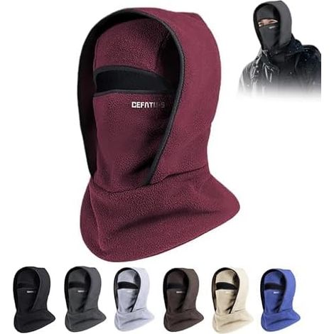 Masque thermique d'hiver pour ski, coupe-vent, chaud, tour de cou, masque de cyclisme intégré, unisexe, tour de cou pour sports de plein air (rouge) (1/5)