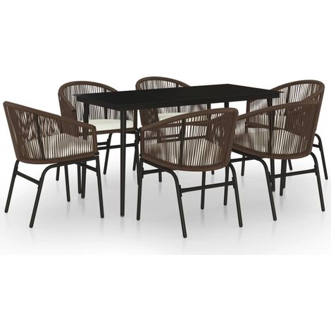 Set da pranzo da giardino mobili da esterno 7 pezzi marrone 020013983