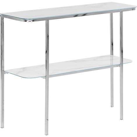 Konsolentisch CALVERT Sicherheitsglas Marmor Optik / Silber (1/5)