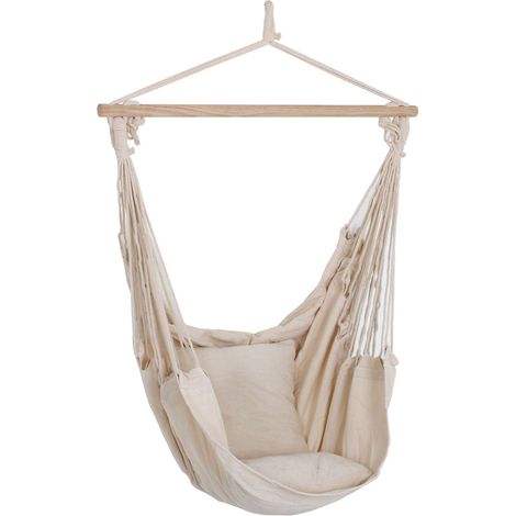 Hängesessel mit 2 Kissen GARDA-120 in beige, B/H/T: ca. 90/120/60 cm (1/2)