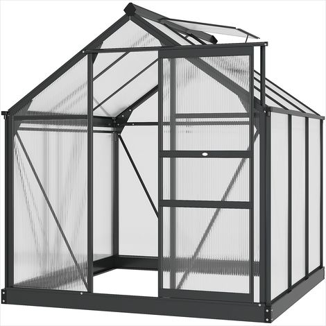 Serre de jardin 3,65 m² 190 x 192 x 201 cm aluminium et Gris (1/5)