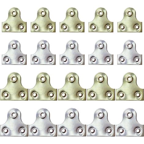 20 Pieces Brass Wall Mirror Mounting Brackets Hanger Plates Fixings 32mm and 25mm Flat Brackets Solid and Secure Plate for Photo Frame Mirror Picture (1/5)