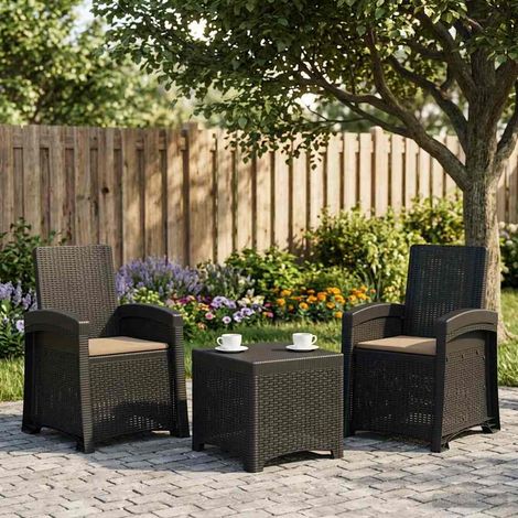 Teenpull – Liegesessel Garten Rattan-Optik 2 pcs Anthrazit und Taupe PP (1/5)