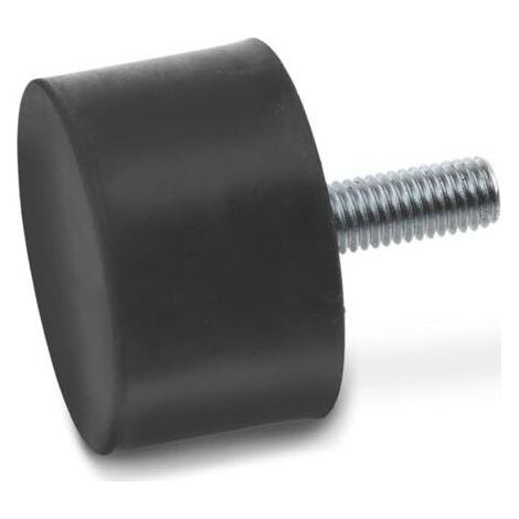 5 M10-Stopper aus naturschwarzem Gummi, 50 mm Durchmesser, 40 mm Höhe, für Transportwagen (1/5)
