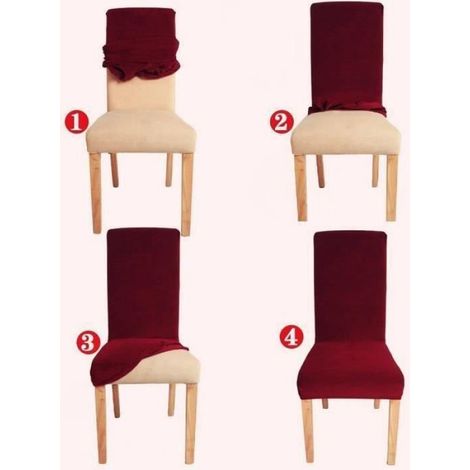 6x Housse de Chaises Extensibles Universelle Salle à Manger Décoration Moderne Antifouling Anti-sale et élasticité (1/4)