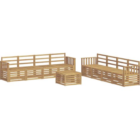 Outdoor Sofa Set 9 pcs White 59 x 59 x 37 cm Solid Acacia Wood vidaXL (1/5)