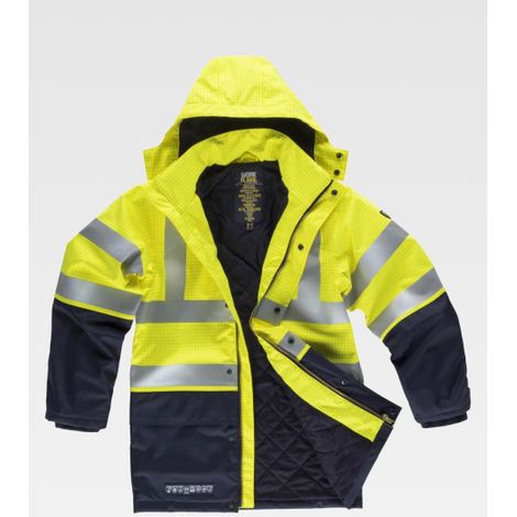 Parka ignífuga, impermeable, de alta visibilidad, antiestática con protección para soldadura B3795 M Amarillo A.V.+Marino (1/3)