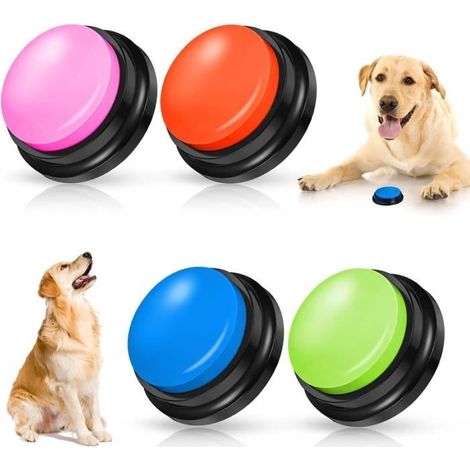 Jouet pour chien - Buzzer avec fonction d'enregistrement - 4 boutons sonores - Multicolore