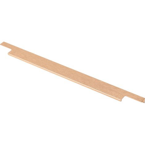 Poignée de meuble or brossé anodisé, distance de perçage de 224 mm, longueur : 496 mm, barre de poignée de 18 mm de large, poignée profilée de bord pour cuisines, armoires, tiroirs