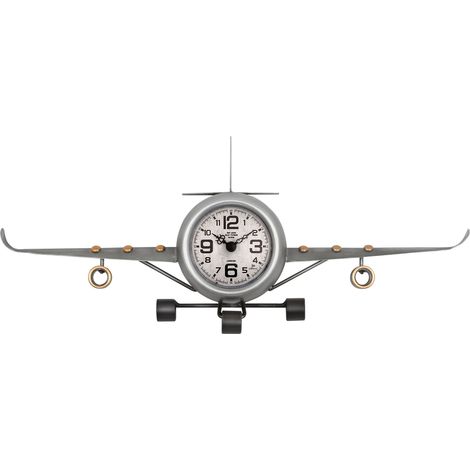 Lowell Orologio Aeroplano da Tavolo o Parete Metallo 41 x 16 x 8 Cm Silver (1/3)
