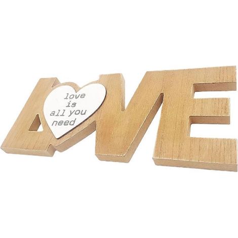 Ornement en bois en forme de lettre et d'amour, décoration de bureau pour la maison, artisanat de fête (1/4)